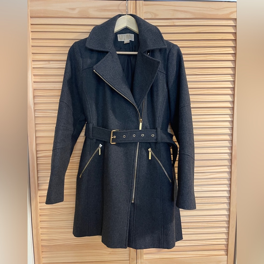 Michael Kors Zippered Wool Blend Coat